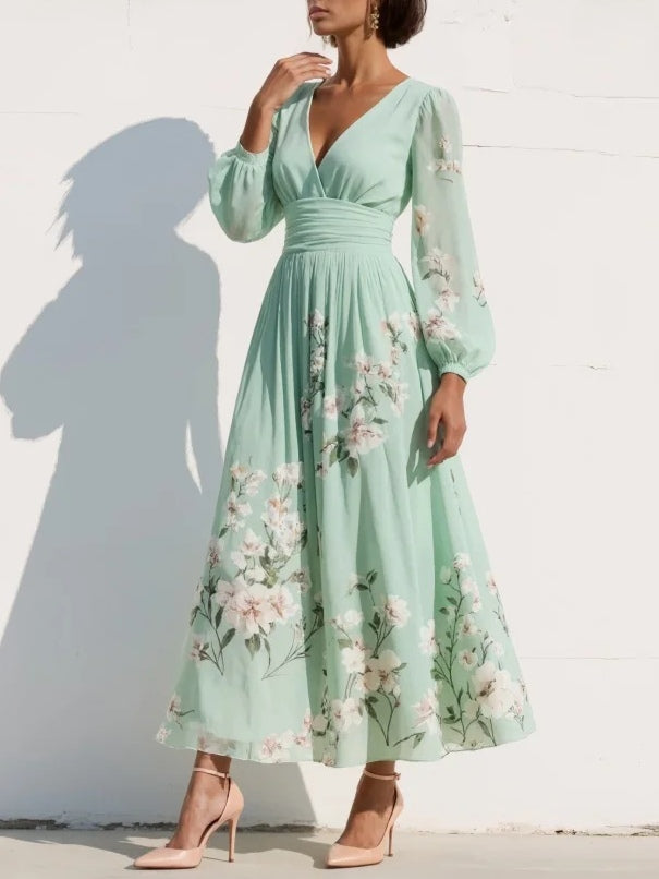 Odelia – Robe midi florale à la silhouette fluide