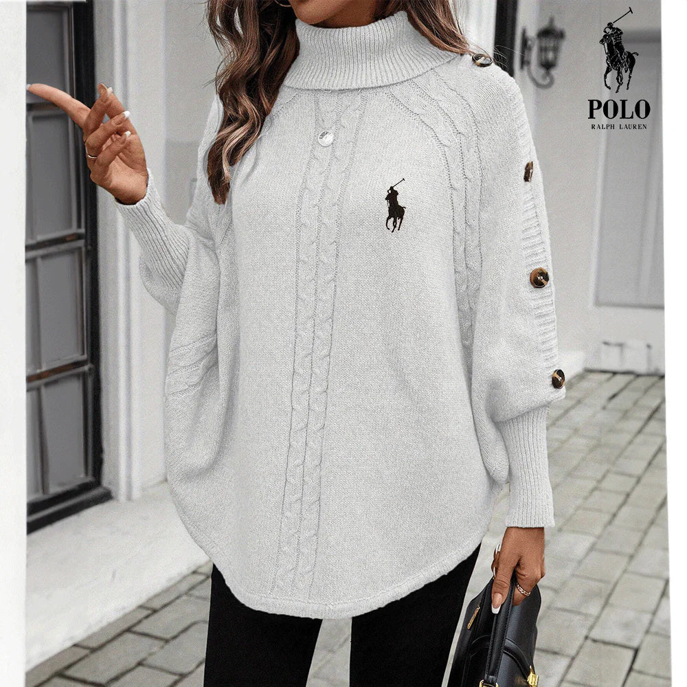 Poncho Pull Élégant en Tricot – Style Doux et Chic
