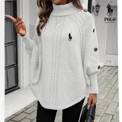 Poncho Pull Élégant en Tricot – Style Doux et Chic