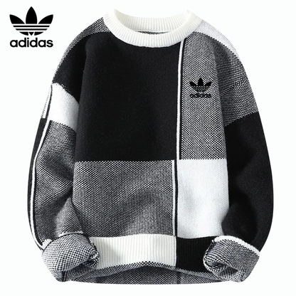 Pull tricoté AD™ Patchwork – Chaleur rétro et style urbain moderne