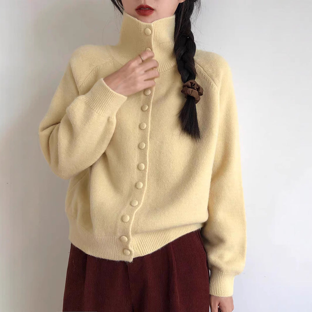 Cardigan en maille à col montant